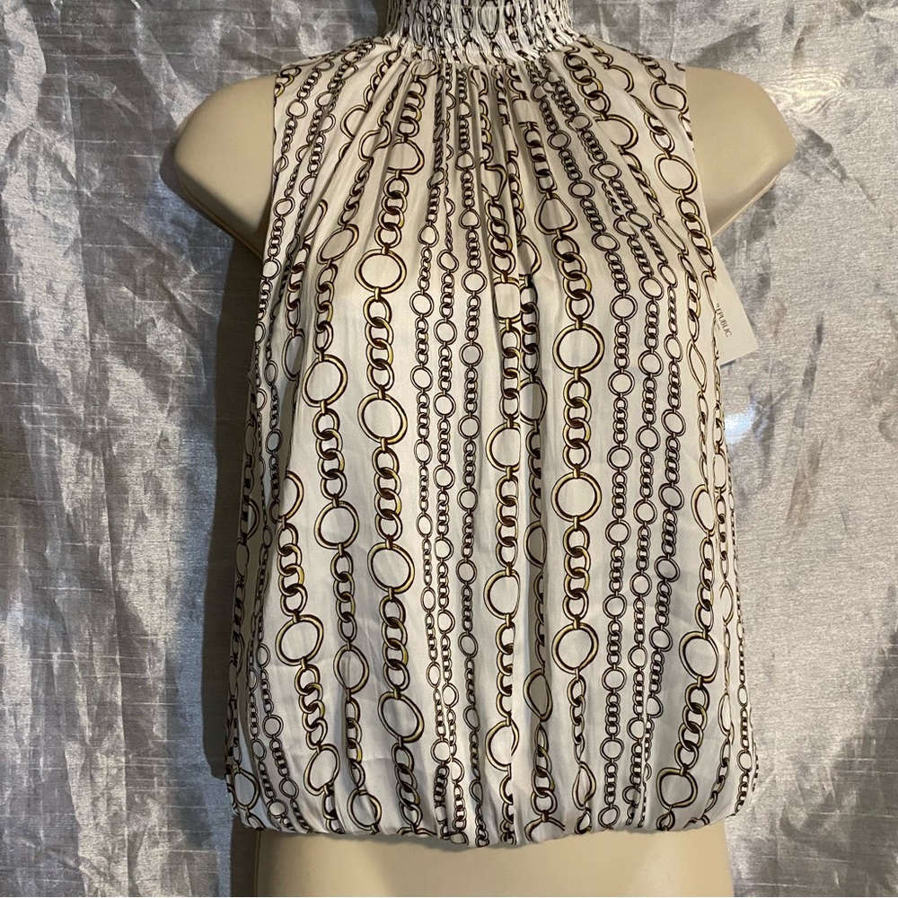 Banana Republic high neck sleeveless lined NWT SZ SX, chain pattern, elastic